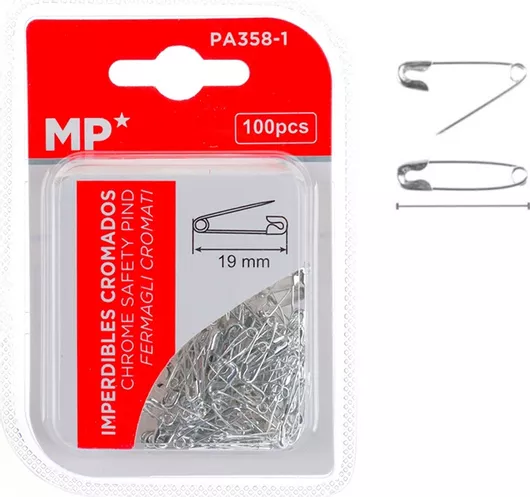 Παραμάνες MP PA358-1 από Μέταλλο Σετ 100τμχ 19mm Ασημί