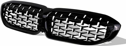 Μάσκα Αυτοκινήτου Μάσκες Χρωμίου για BMW G20 2018+ 2τμχ Μαύρο Ασημί