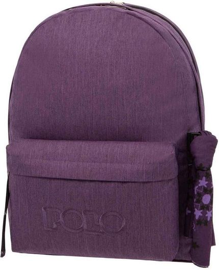 Σχολική Τσάντα Πλάτης Γυμνασίου / Λυκείου Polo Original Double Scarf Σκούρο Μoβ 