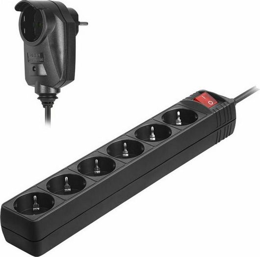 Πολύμπριζο Sonora S1PSB601 Ασφαλείας 7 Θέσεων με Διακόπτη & Καλώδιο 1.5m Μαύρο