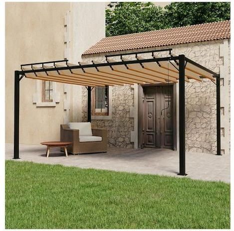 Πέργκολα vidaXL Πτυσσόμενη Κήπου Οροφής από Ύφασμα Μπεζ 300x400cm 