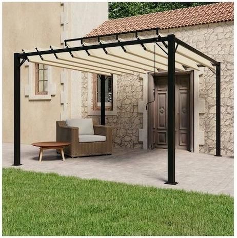 Πέργκολα vidaXL Πτυσσόμενη Κήπου Οροφής από Ύφασμα Μπεζ 300x300cm 