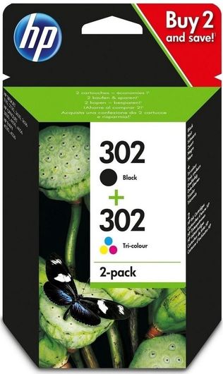 Μελάνια Εκτυπωτή Inkjet HP 302 Twin-Pack Μαύρο X4D37AE