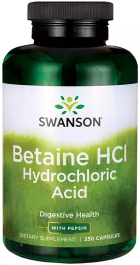 Swanson Betaine HCL Hydrochloric Acid Ειδικό Συμπλήρωμα Διατροφής 250 φυτικές κάψουλες