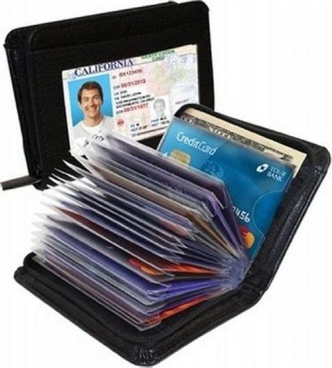 Ανδρικό Πορτοφόλι Καρτών Δερμάτινο με Φερμουάρ 11.5x7.5cm Μαύρο