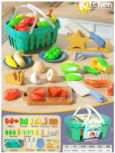 Παιχνίδι Κοψίματος Τροφίμων με Καλαθάκι για 3+ Ετών 17τμχ