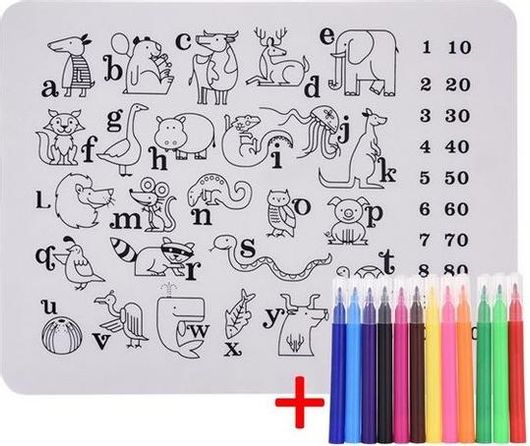 Σετ Παιδική Χειροτεχνία Σουπλά Ζωγραφικής Σιλικόνης 40x30cm με Μαρκαδόρους 12τμχ