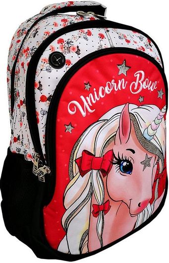 Σχολική Τσάντα Πλάτης Δημοτικού Back Me Up Unicorn Bow Κόκκινο