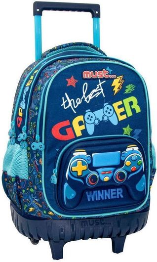 Σχολική Τσάντα Τρόλεϊ Δημοτικού Must The Best Gamer Μπλε