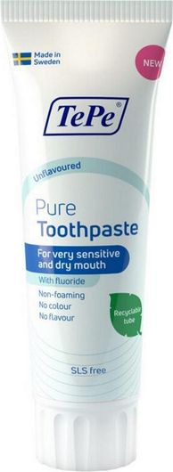 Οδοντόκρεμα TePe Pure για Ευαίσθητα Δόντια ή Ξηροστομία Χωρίς Γεύση 75ml