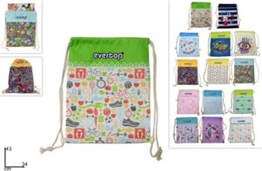Παιδική Τσάντα Βόλτας Evertop Πουγκί 34x43cm Διάφορα Σχέδια
