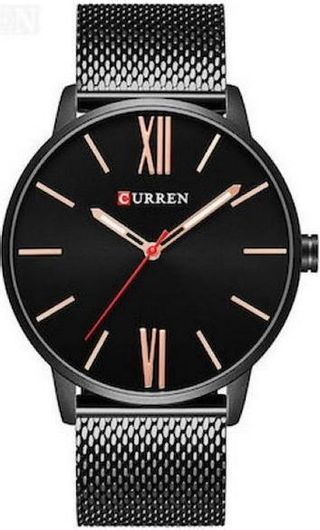 Ανδρικό Ρολόι Curren 8238 με Μεταλλικό Μπρασελέ Μαύρο