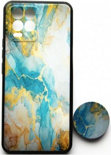 Θήκη Κινητού Back Cover με PopSocket για Realme 8 Pro Πλαστικό Green Marble Design