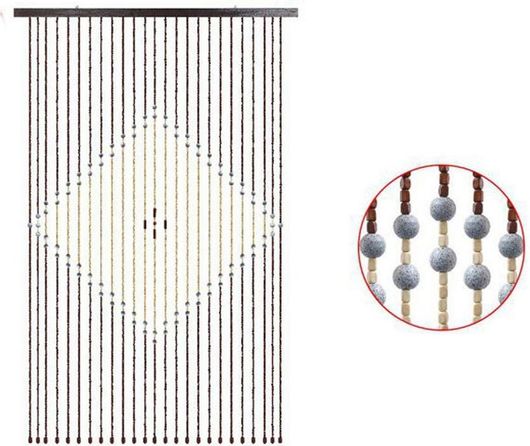 Κουρτίνα Πόρτας KMT Style από Πλαστικό με Χάντρες Ξύλινες Ρόμβος Πολύχρωμο 90x175cm