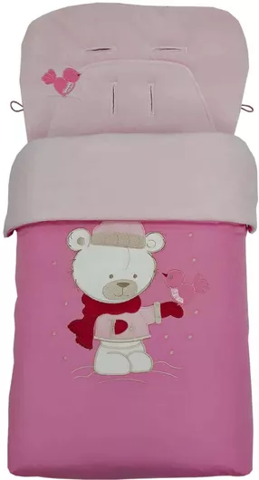Ποδόσακος Καροτσιού Beboulino Bear με Fleece Επένδυση Ροζ
