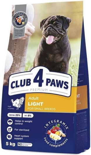 Club 4 Paws Adult Light 5kg Ξηρά Τροφή Διαίτης για Ενήλικους Στειρωμένους Σκύλους με Γαλοπούλα