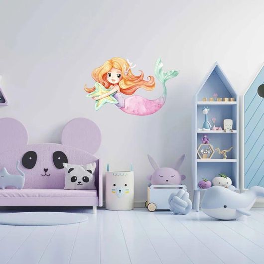 Παιδικά Αυτοκόλλητα Τοίχου IDP Creations t6617 Γοργόνα Large