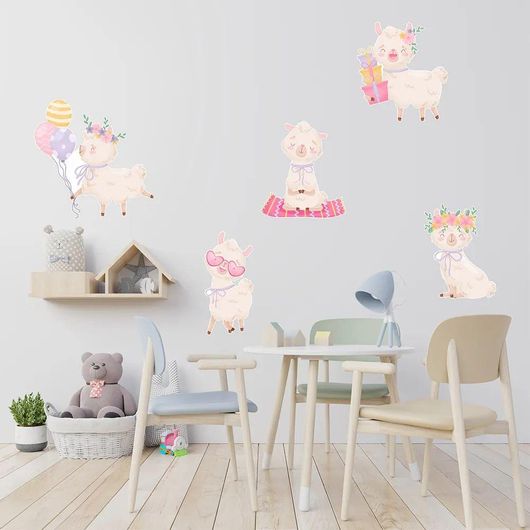 Παιδικά Αυτοκόλλητα Τοίχου IDP Creations wsk00000342000013 Αλπακά Εν Δράση
