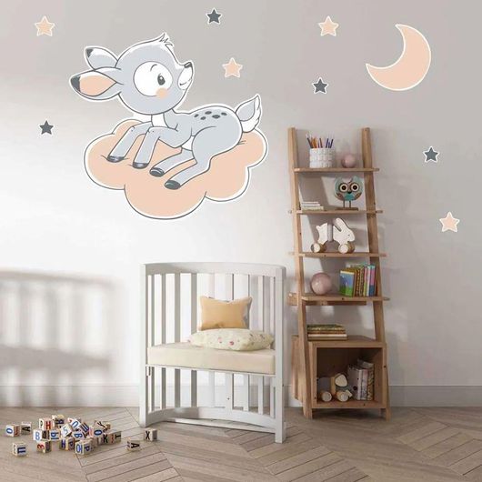 Παιδικά Αυτοκόλλητα Τοίχου IDP Creations t9644 Ελαφάκι Στον Ουρανό