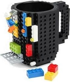 Τύπου Lego Κούπα Πλαστική Μαύρη 350ml