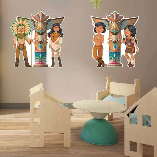 Παιδικά Αυτοκόλλητα Τοίχου IDP Creations Ινδιάνοι & Τοτέμ