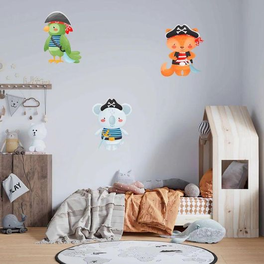 Σετ Αυτοκόλλητα Παιδικού Δωματίου IDP Creations Ζωάκια Πειρατές