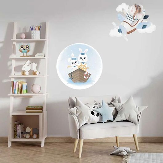 Σετ Αυτοκόλλητα Παιδικού Δωματίου IDP Creations Λαγοί Ναύτες & Αρκουδάκι Πιλότος
