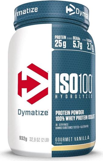 Dymatize ISO 100 Hydrolyzed Πρωτεΐνη Ορού Γάλακτος Χωρίς Γλουτένη με Γεύση Gourmet Vanilla 932gr