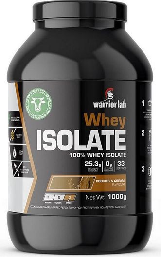 Warrior Lab Whey Isolate Πρωτεΐνη Ορού Γάλακτος Χωρίς Γλουτένη με Γεύση Cookies & Cream 1kg