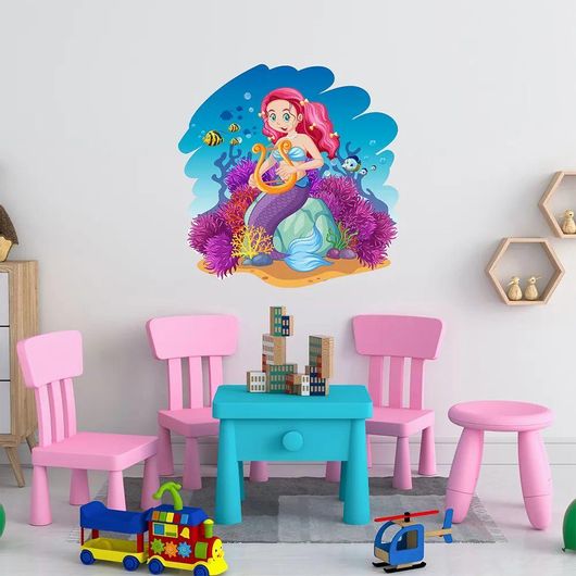 Αυτοκόλλητο Παιδικού Δωματίου IDP Creations Μικρή Γοργόνα με Λύρα