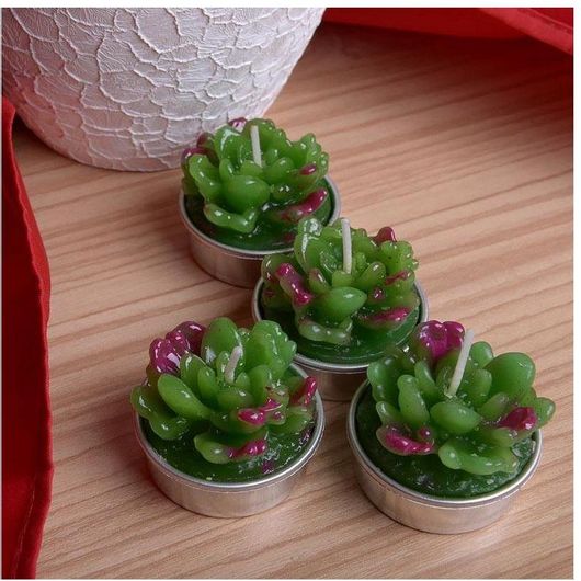 Διακοσμητικά Κεριά με Σχήμα Κάκτου 35x37mm Σετ 4τμχ GL-33959