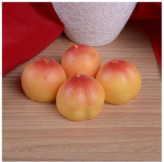 Διακοσμητικά Κεριά με Σχήμα Ροδάκινο 45x40mm Σετ 4τμχ GL-33955