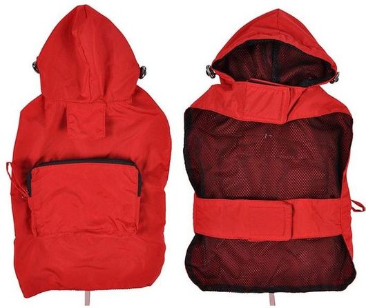 Μπουφάν Σκύλου Αδιάβροχο με Κουκούλα Love Story 30cm Κόκκινο