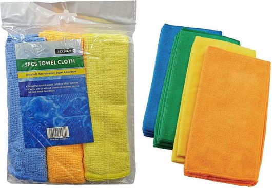 Πανάκια Καθαρισμού Γενικής Χρήσης με Μικροΐνες 34x34cm 3τμχ Πολύχρωμο