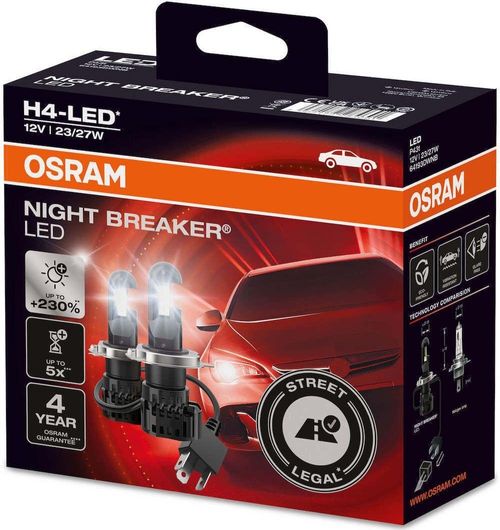 Λάμπες Αυτοκινήτου Osram Night Breaker H4 LED 6000K 12V 27W Σετ 2τμχ Ψυχρό Λευκό