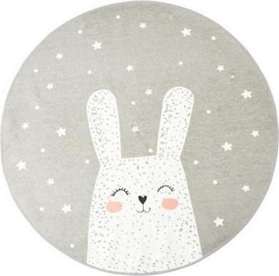 Παιδικό Χαλί Νext Bunny Στρογγυλό με Διάμετρο 120cm Γκρι
