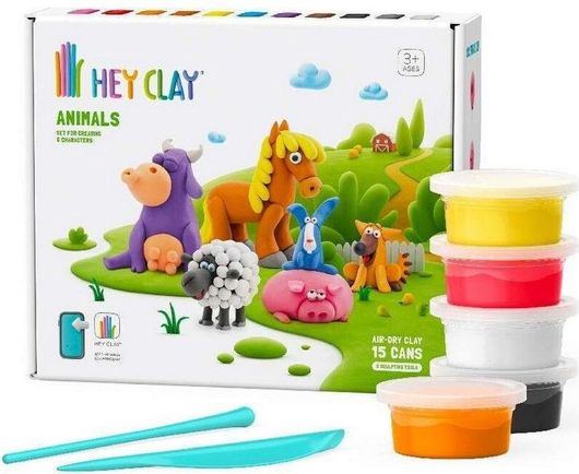 Σετ Πηλός Hey Clay Animals Starter Πολύχρωμος 17τμχ για 3+ Ετών