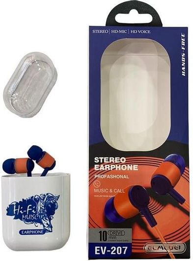 EV207 In-ear Handsfree με Βύσμα 3.5mm Μπλε