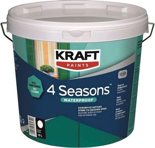 Πλαστικό Χρώμα Kraft 4 Seasons Waterproof Ακρυλικό για Εξωτερική Χρήση 10lt
