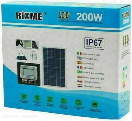 Ηλιακός Προβολέας 200W IP67 26000LM με Αισθητήρα Κίνησης & Τηλεχειριστήριο Rixme RL.X-200W