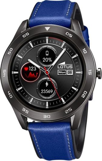 Smartwatch Lotus L50012 / 2 48mm Stainless Steel Black & Leather Strap Blue