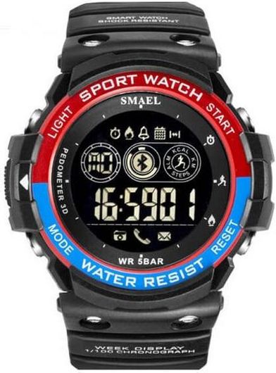 Smartwatch Smael 1602LY Bluetooth Μαύρο / Κόκκινο