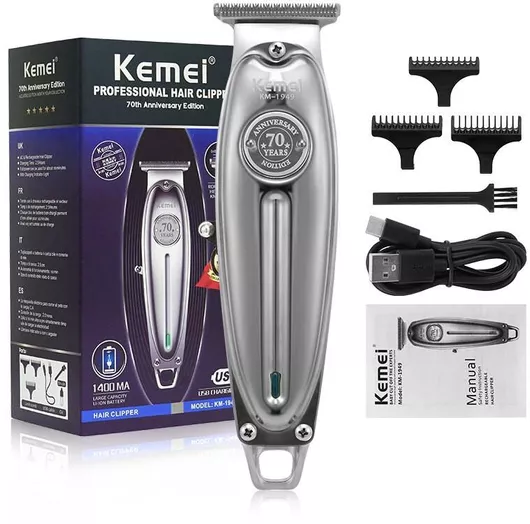 Κουρευτική Μηχανή Kemei Επαναφορτιζόμενη KM-1949 Ασημί