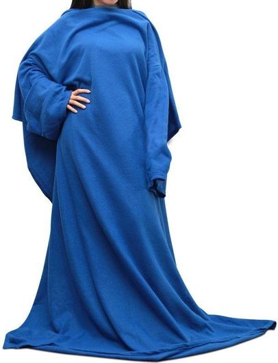 Κουβέρτα Ολόσωμη Fleece με Μανίκια Μπλέ