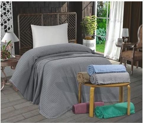 Κουβέρτα Πικέ με Πον Πον Μονή 160x240cm από 100%Βαμβάκι Σάπιο Μήλο