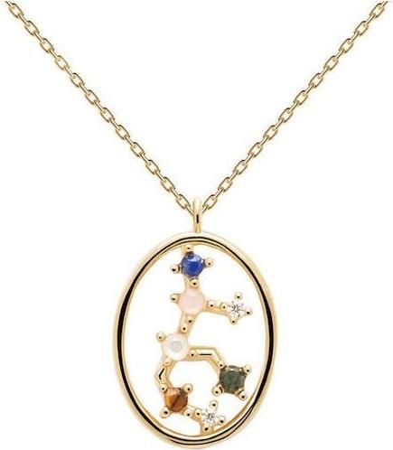 Γυναικείο Κολιέ P D Paola Ζώδιο CO01-349-U με Ζιργκόν & Ακουαμαρίνα από Ασήμι 925 Επιχρυσωμένο