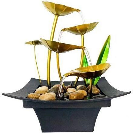 Διακοσμητικό Συντριβάνι Feng Shui με Χρυσές Λεπτομέριες 20.5x20.5x28.50cm