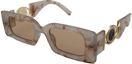 Γυναικεία Γυαλιά Ηλίου Ορθογώνια με Ταρταρούγα Άσπρο Σκελετό & Μπεζ Φακό