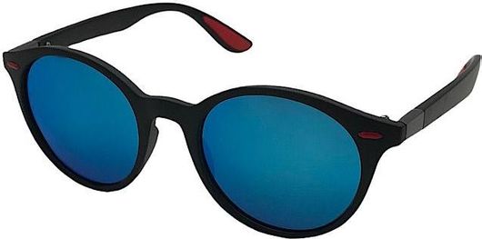 Ανδρικά Γυαλιά Ηλίου Στρογγυλά με Μαύρο Σκελετό & Μπλε Φακό