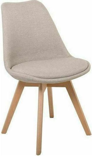 Καρέκλες Τραπεζαρίας Woodwell Martin ΕΜ136.94F Υφασμάτινες 49x56x82cm 4τμχ Μπεζ